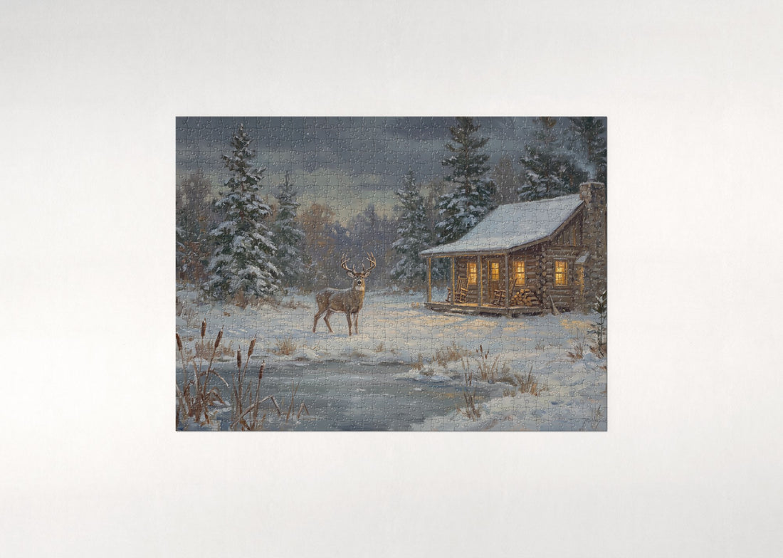 Whitetail Buck at the Hunting Lodge jigsaw puzzle - gift box