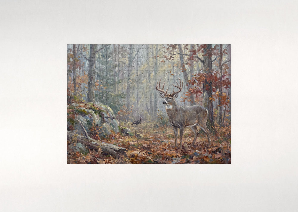 Whitetail Buck in the Autumn Forest jigsaw puzzle - flat puzzle
