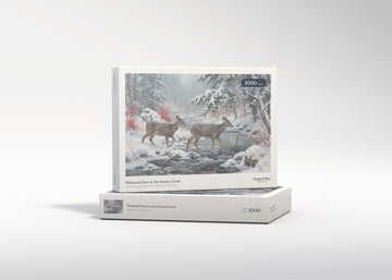 Whitetail Deer at the Snowy Creek jigsaw puzzle - gift box