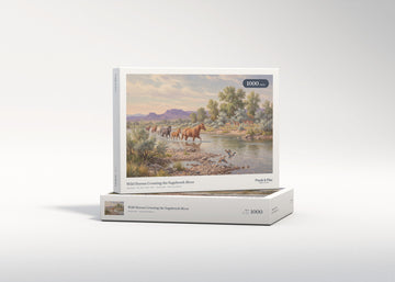Wild Horses Crossing the Sagebrush River jigsaw puzzle - gift box