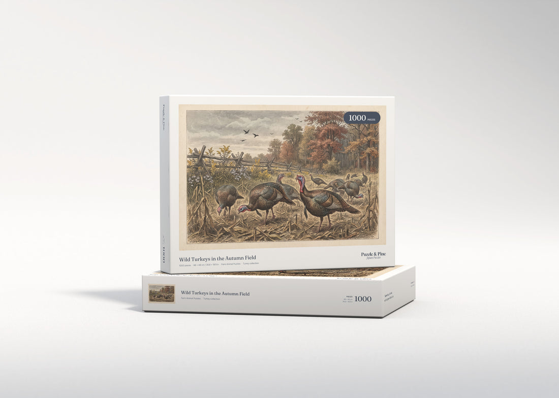 Wild Turkeys in the Autumn Field jigsaw puzzle - gift box
