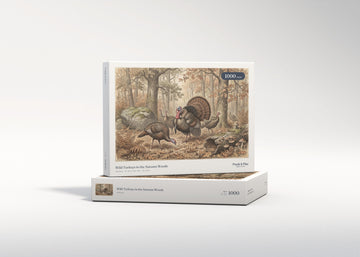 Wild Turkeys in the Autumn Woods jigsaw puzzle - gift box