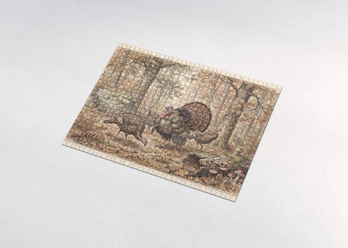 Wild Turkeys in the Autumn Woods jigsaw puzzle - assembled puzzle