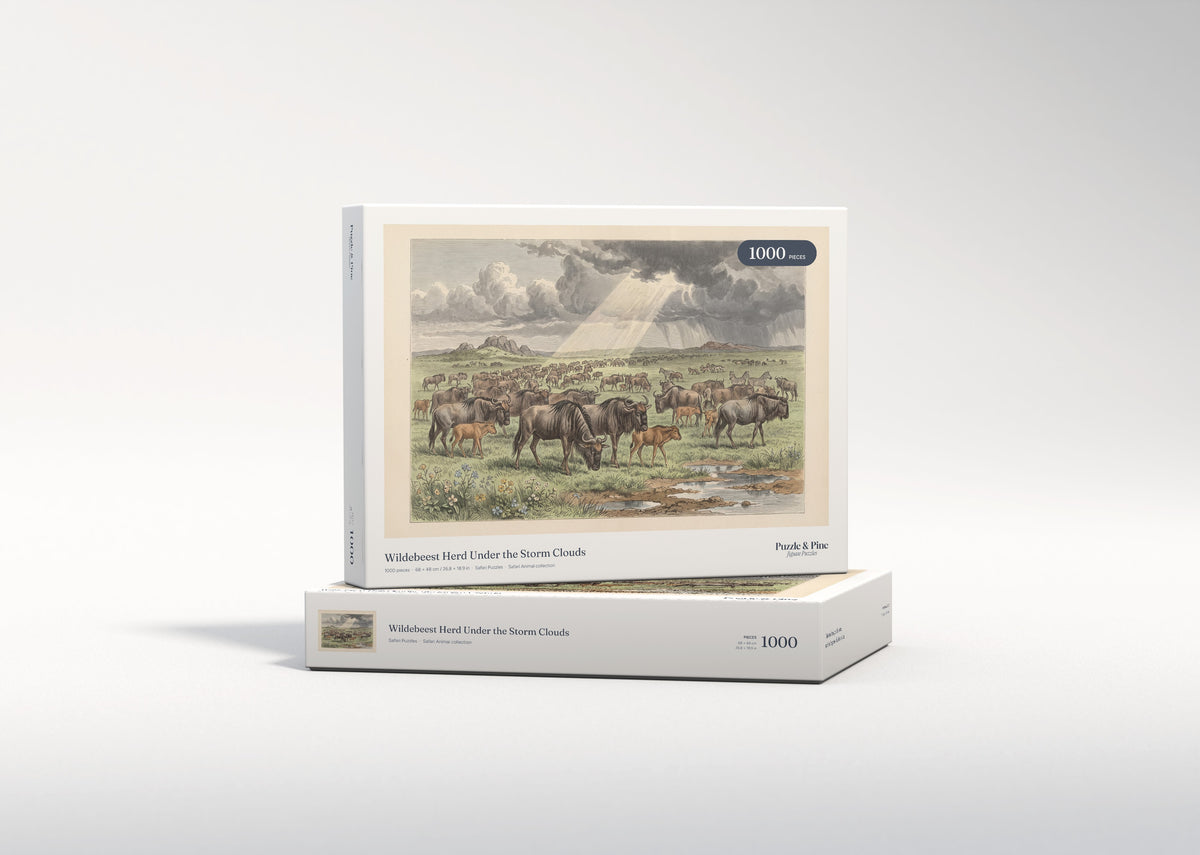 Wildebeest Herd Under the Storm Clouds jigsaw puzzle - gift box