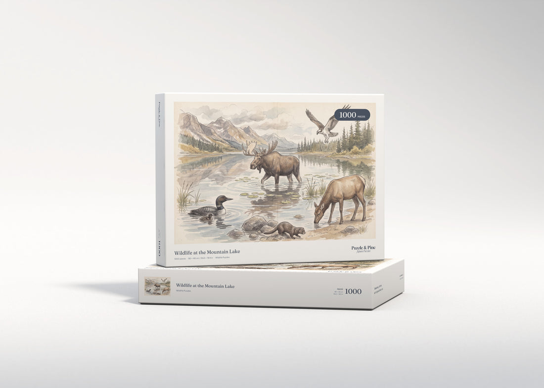 Wildlife at the Mountain Lake jigsaw puzzle - gift box