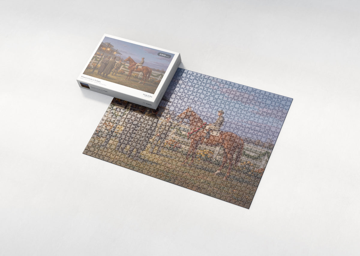 Winner's Circle at Twilight jigsaw puzzle - box and puzzle