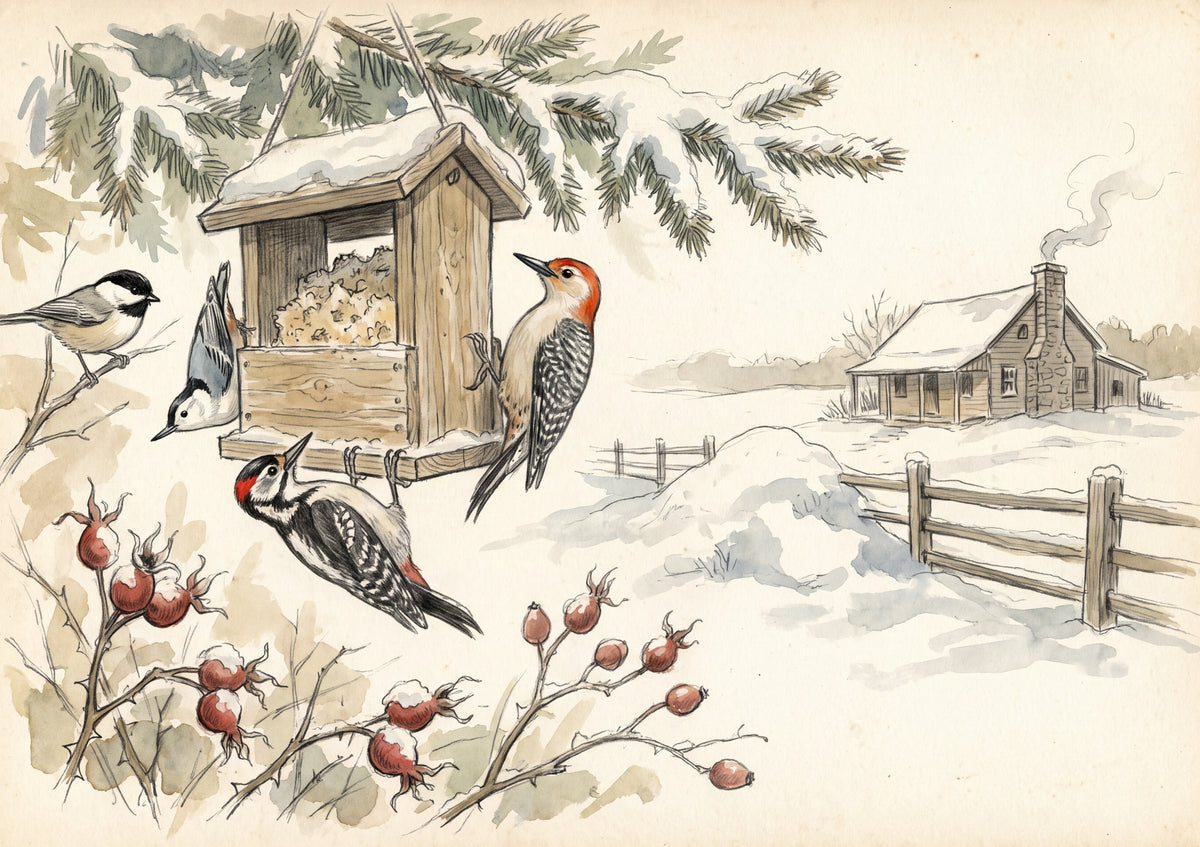 Winter Birds at the Suet Feeder jigsaw puzzle