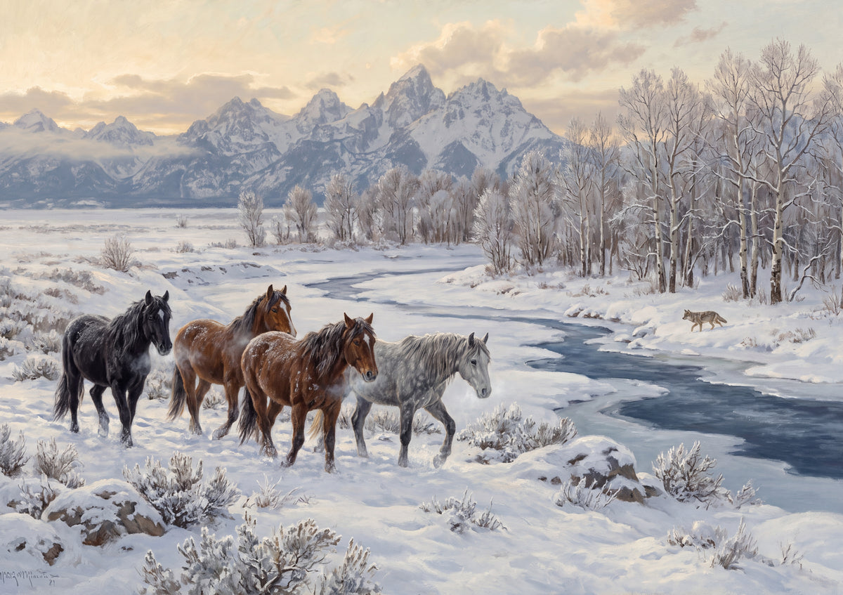 Winter Herd in the Snowfield jigsaw puzzle