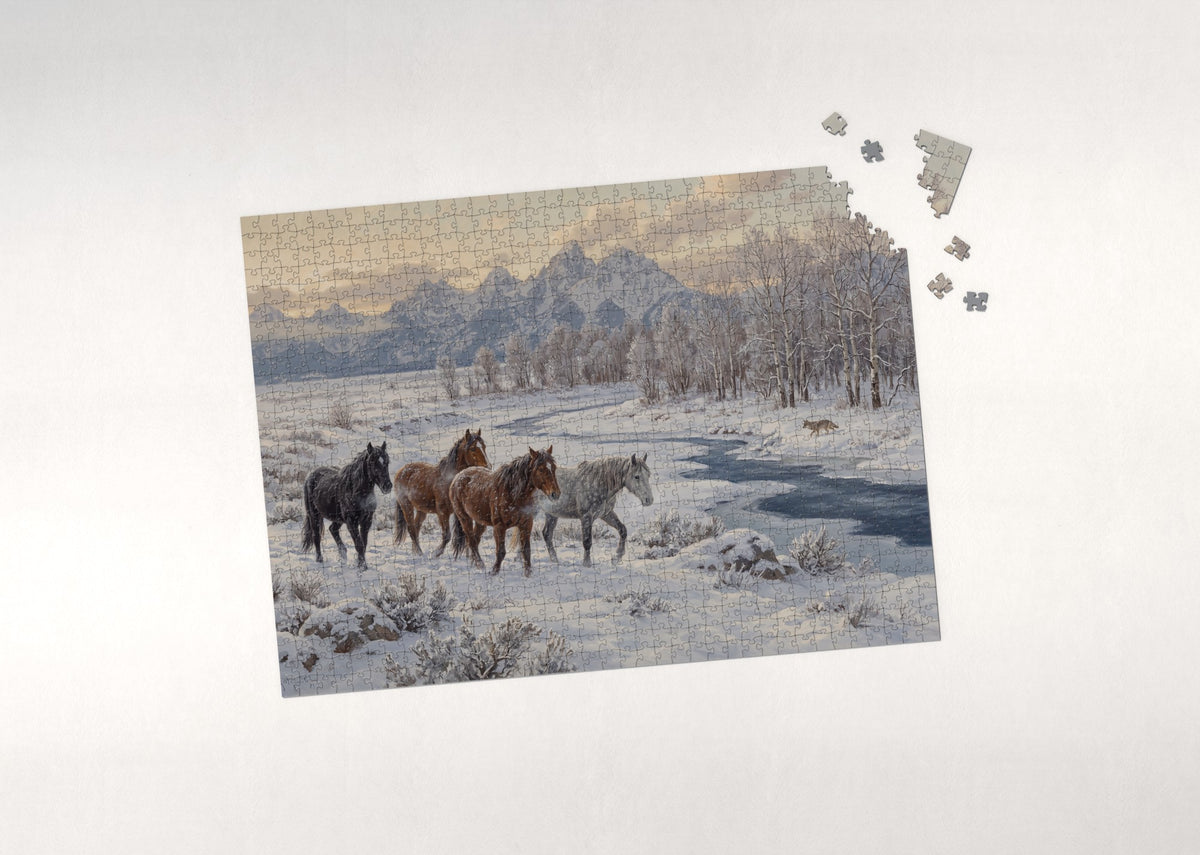 Winter Herd in the Snowfield jigsaw puzzle - puzzle with loose pieces
