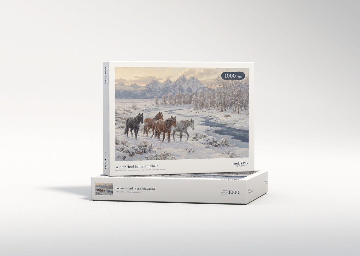 Winter Herd in the Snowfield jigsaw puzzle - gift box
