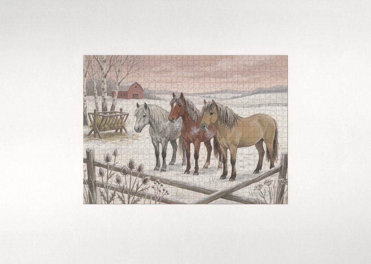 Winter Horses with Frosted Manes jigsaw puzzle - flat puzzle