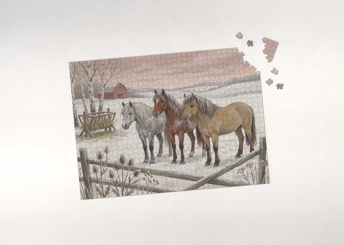 Winter Horses with Frosted Manes jigsaw puzzle - puzzle with loose pieces