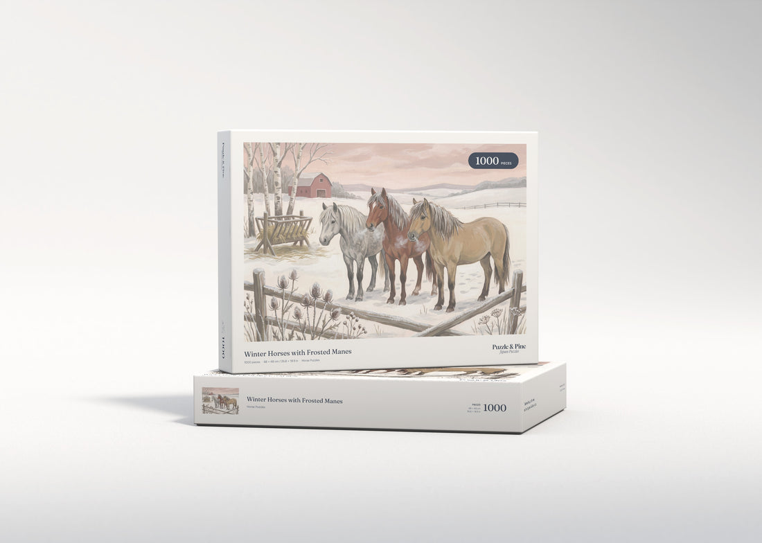 Winter Horses with Frosted Manes jigsaw puzzle - gift box