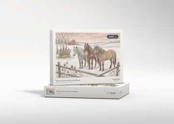 Winter Horses with Frosted Manes jigsaw puzzle - gift box