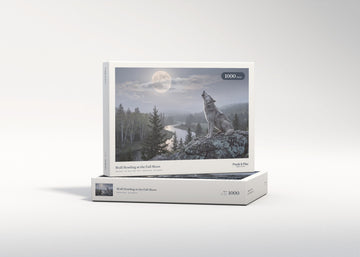 Wolf Howling at the Full Moon jigsaw puzzle - gift box