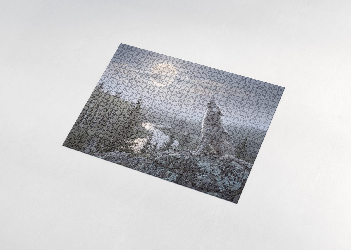 Wolf Howling at the Full Moon jigsaw puzzle - assembled puzzle