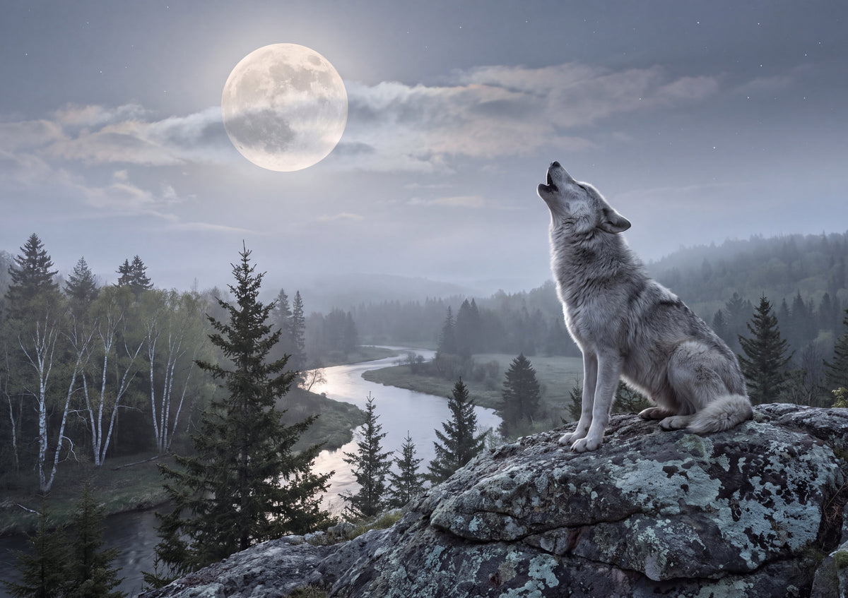 Wolf Howling at the Full Moon jigsaw puzzle