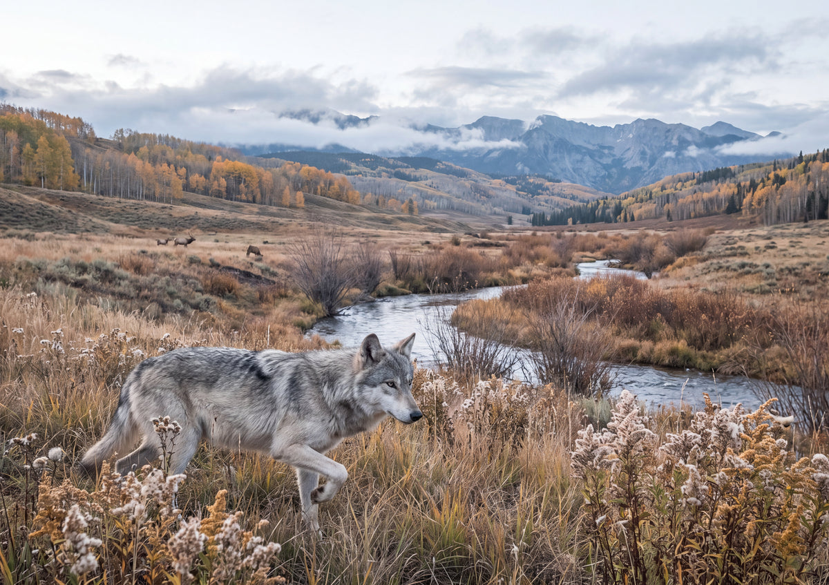 Wolf in the Autumn Meadow jigsaw puzzle