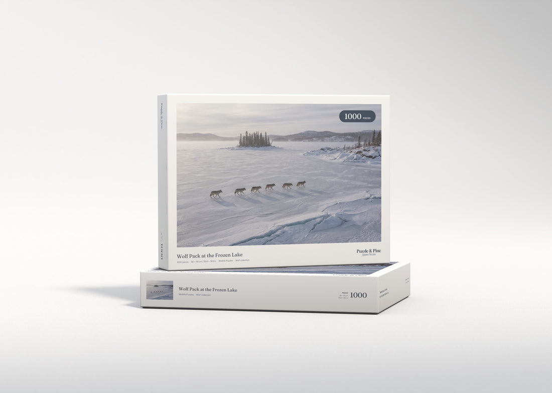 Wolf Pack at the Frozen Lake jigsaw puzzle - gift box