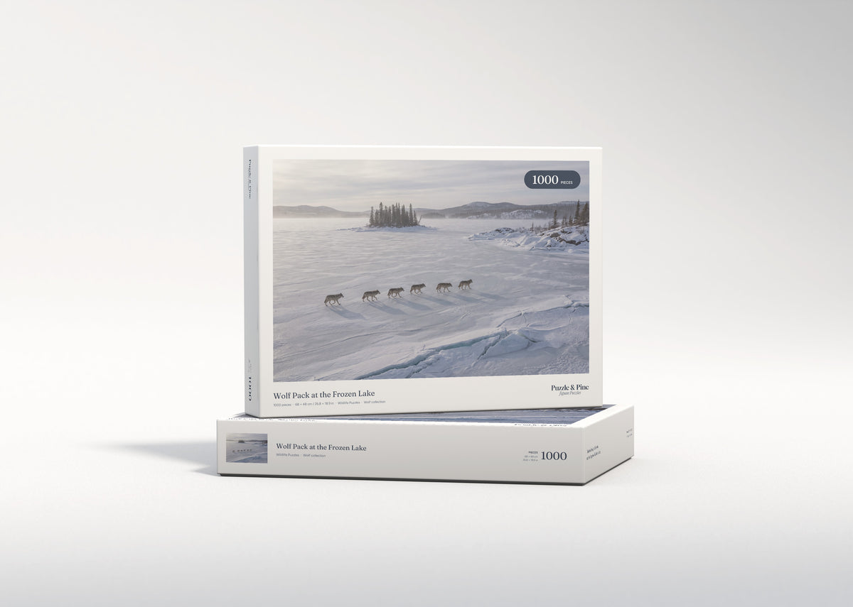Wolf Pack at the Frozen Lake jigsaw puzzle - gift box