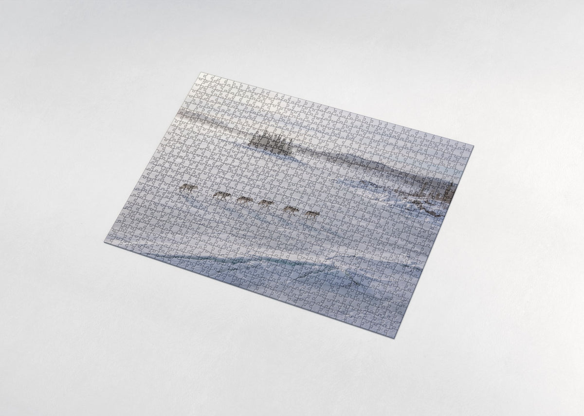 Wolf Pack at the Frozen Lake jigsaw puzzle - assembled puzzle