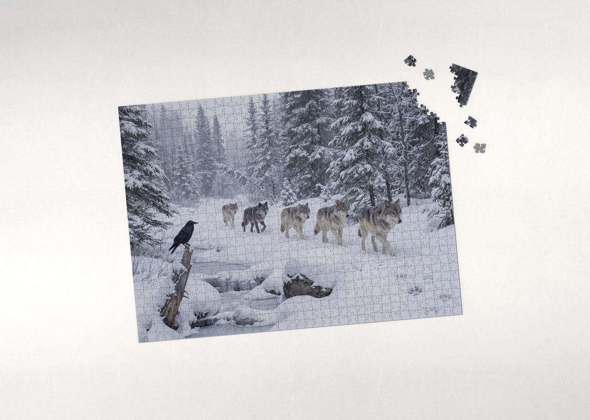 Wolf Pack in the Winter Forest jigsaw puzzle - puzzle with loose pieces
