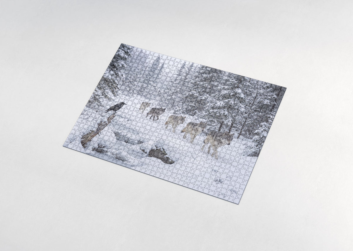 Wolf Pack in the Winter Forest jigsaw puzzle - assembled puzzle