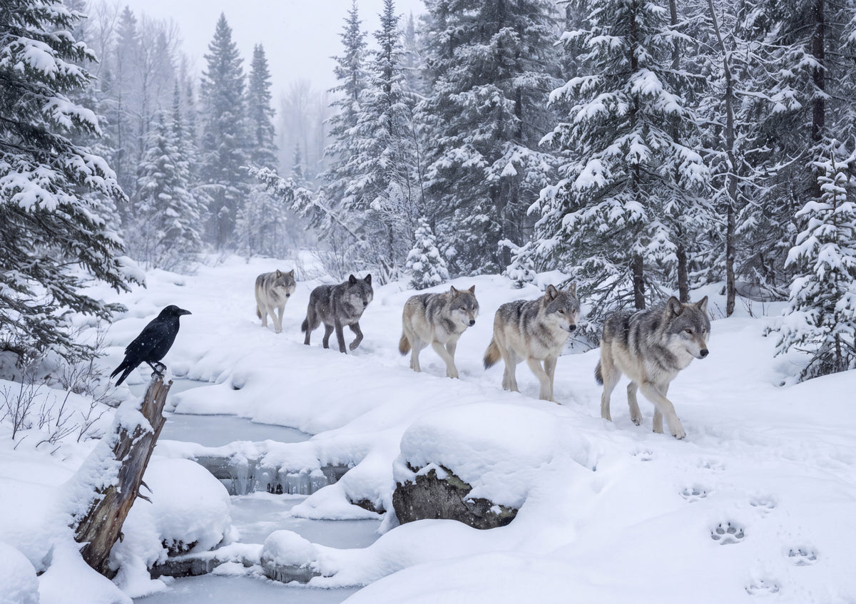 Wolf Pack in the Winter Forest jigsaw puzzle