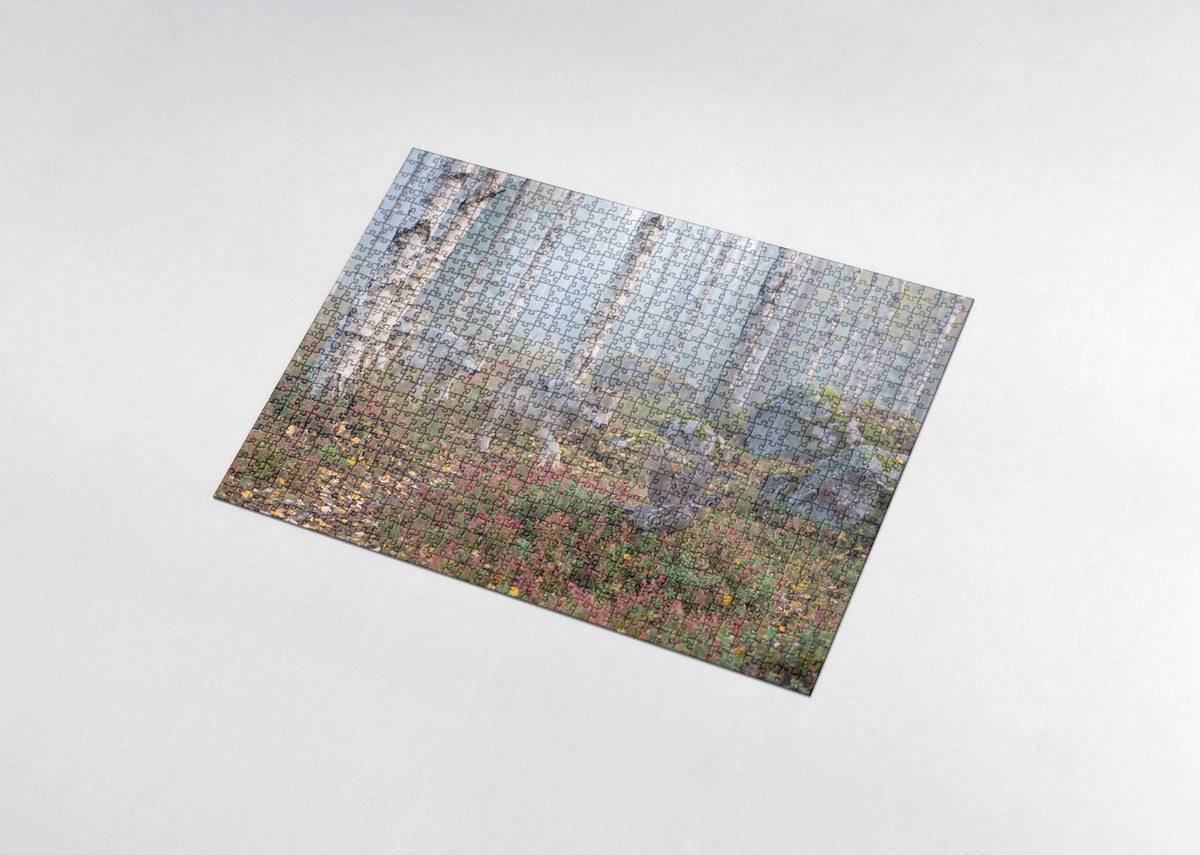Wolves Running Through the Birch Forest jigsaw puzzle - assembled puzzle