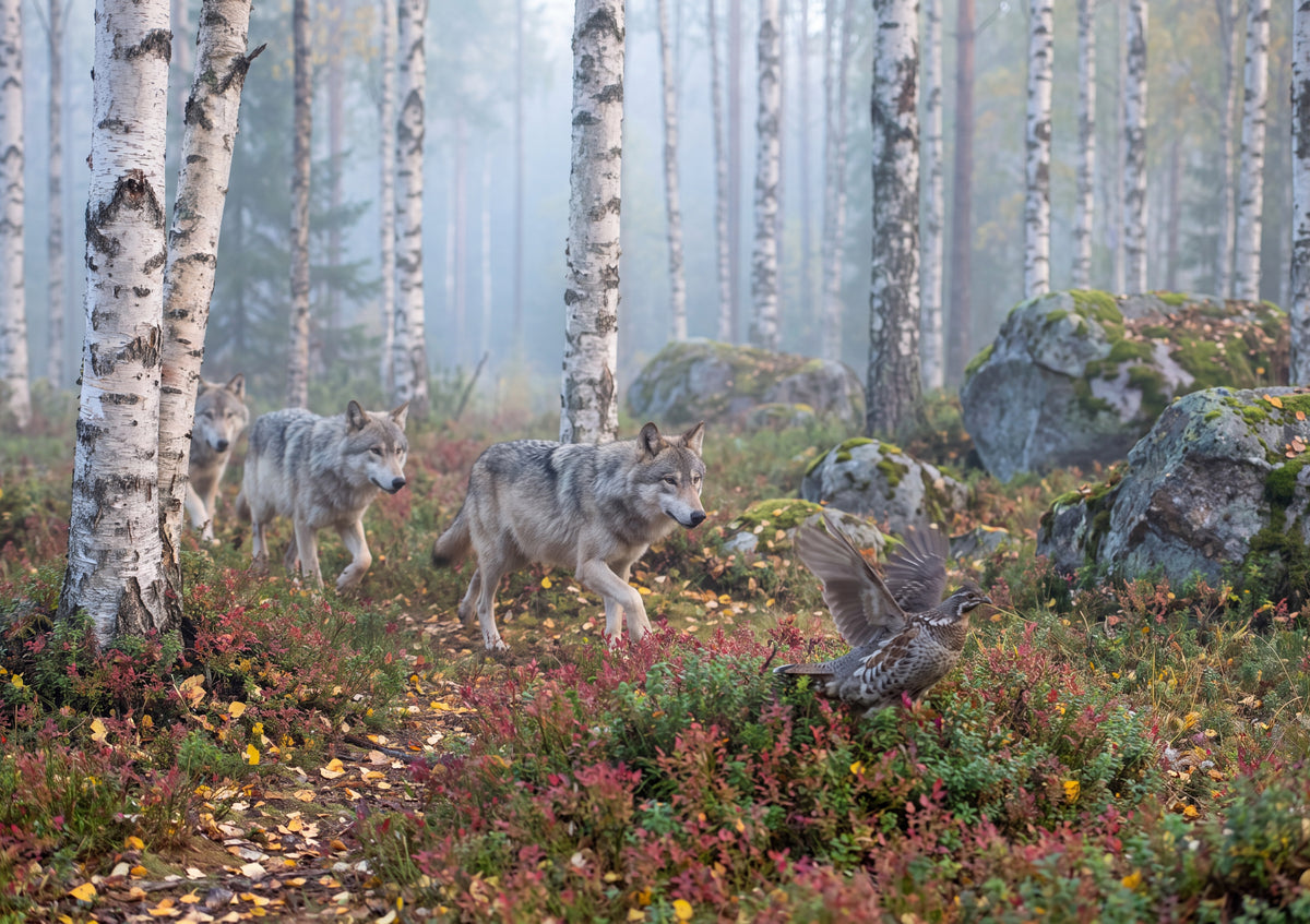 Wolves Running Through the Birch Forest jigsaw puzzle