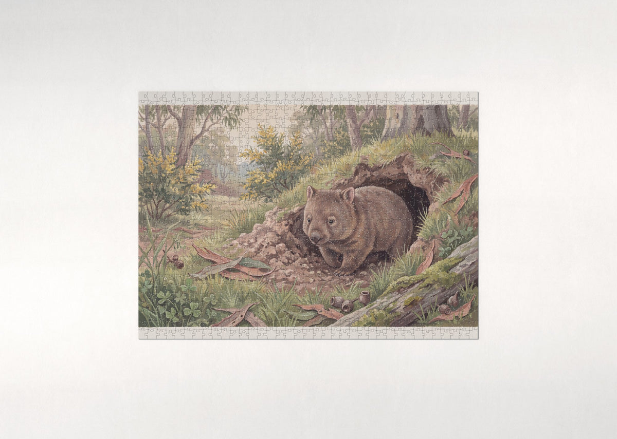 Wombat at the Burrow Entrance jigsaw puzzle - flat puzzle