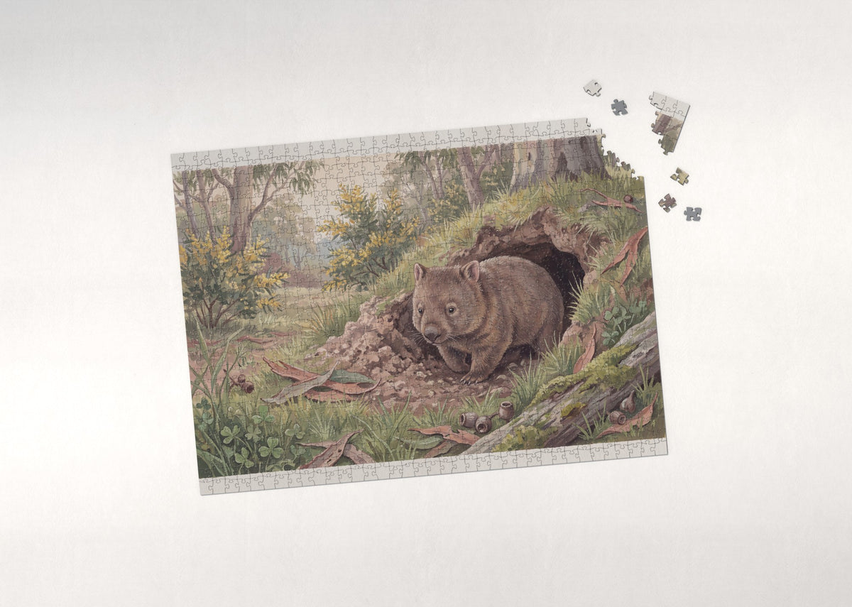 Wombat at the Burrow Entrance jigsaw puzzle - puzzle with loose pieces