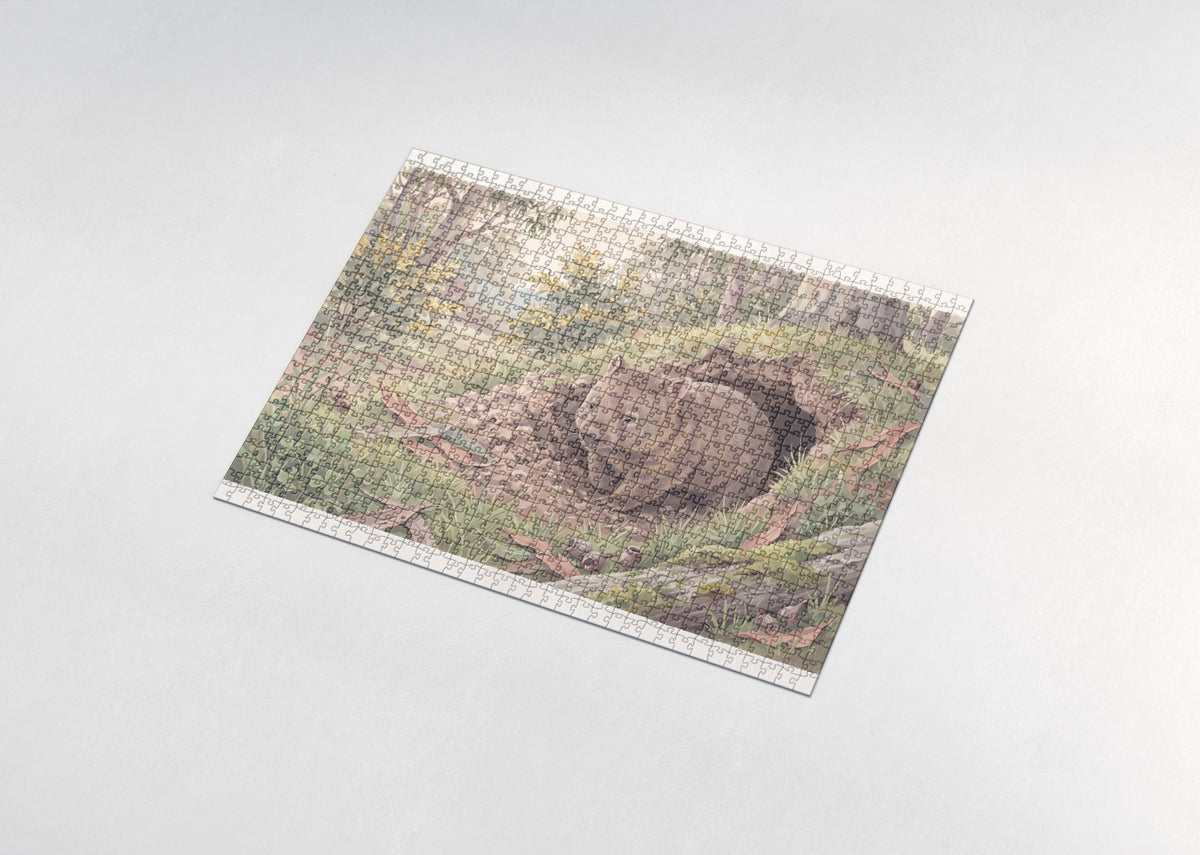 Wombat at the Burrow Entrance jigsaw puzzle - assembled puzzle