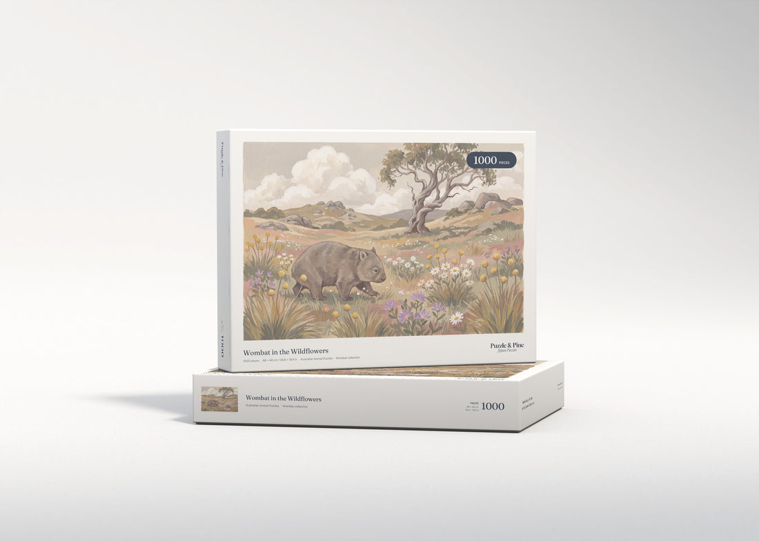 Wombat in the Wildflowers jigsaw puzzle - gift box