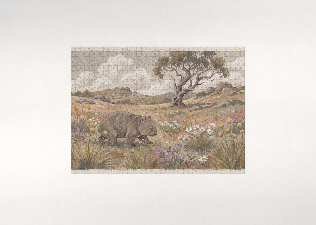 Wombat in the Wildflowers jigsaw puzzle - gift box