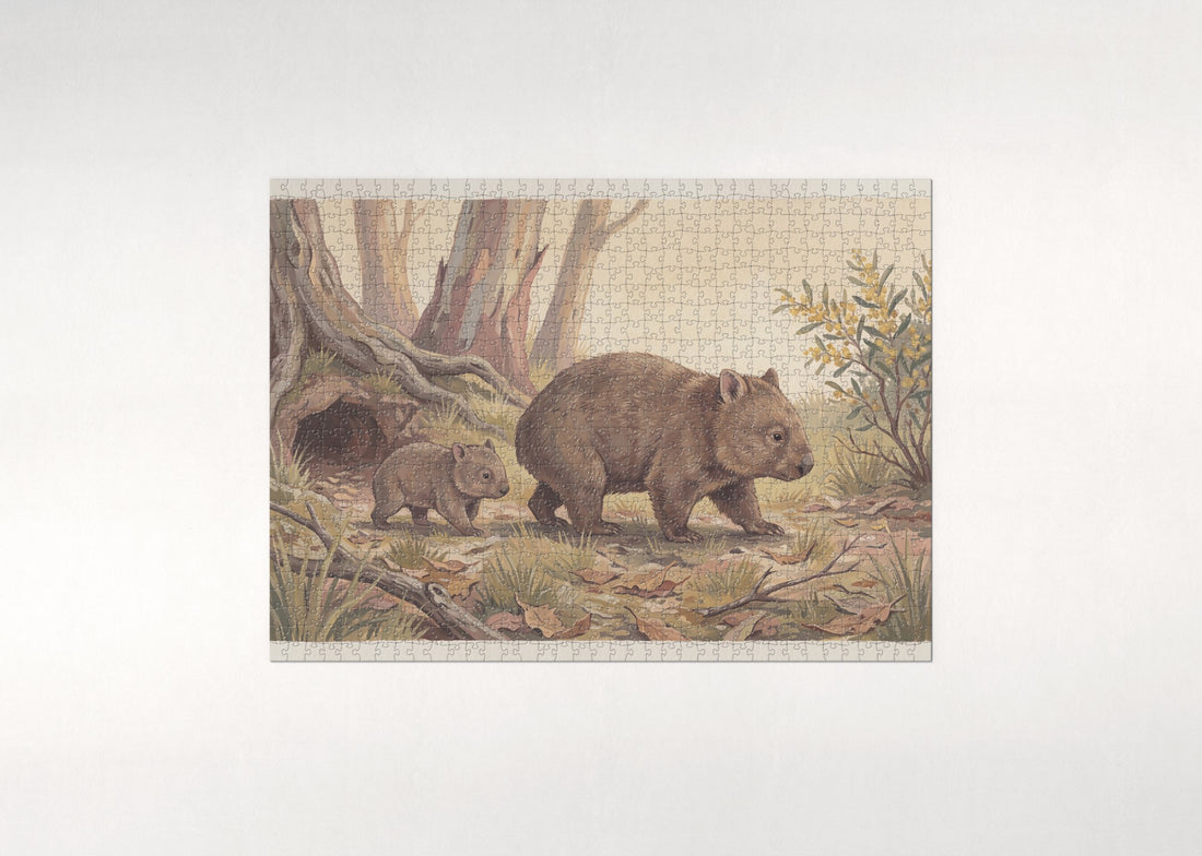 Wombat Mother and Joey jigsaw puzzle - gift box