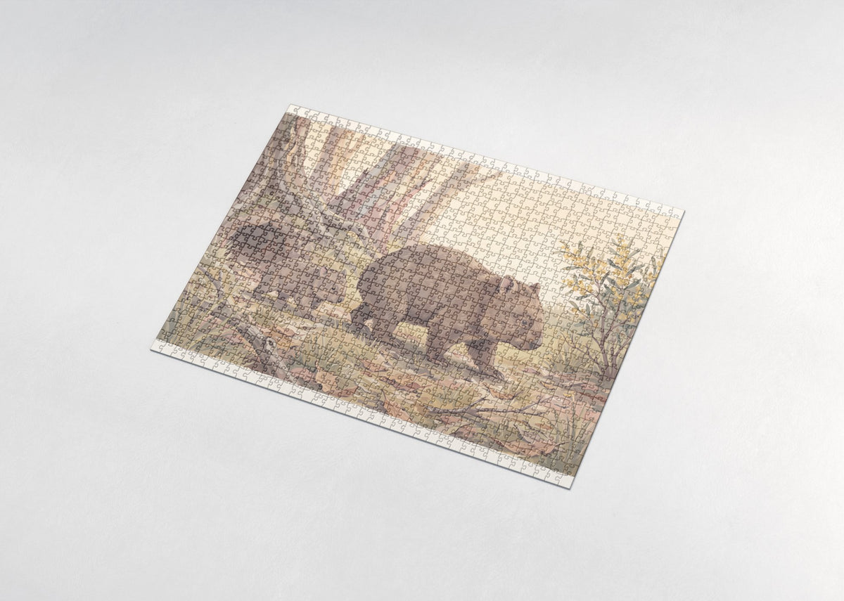 Wombat Mother and Joey jigsaw puzzle - assembled puzzle