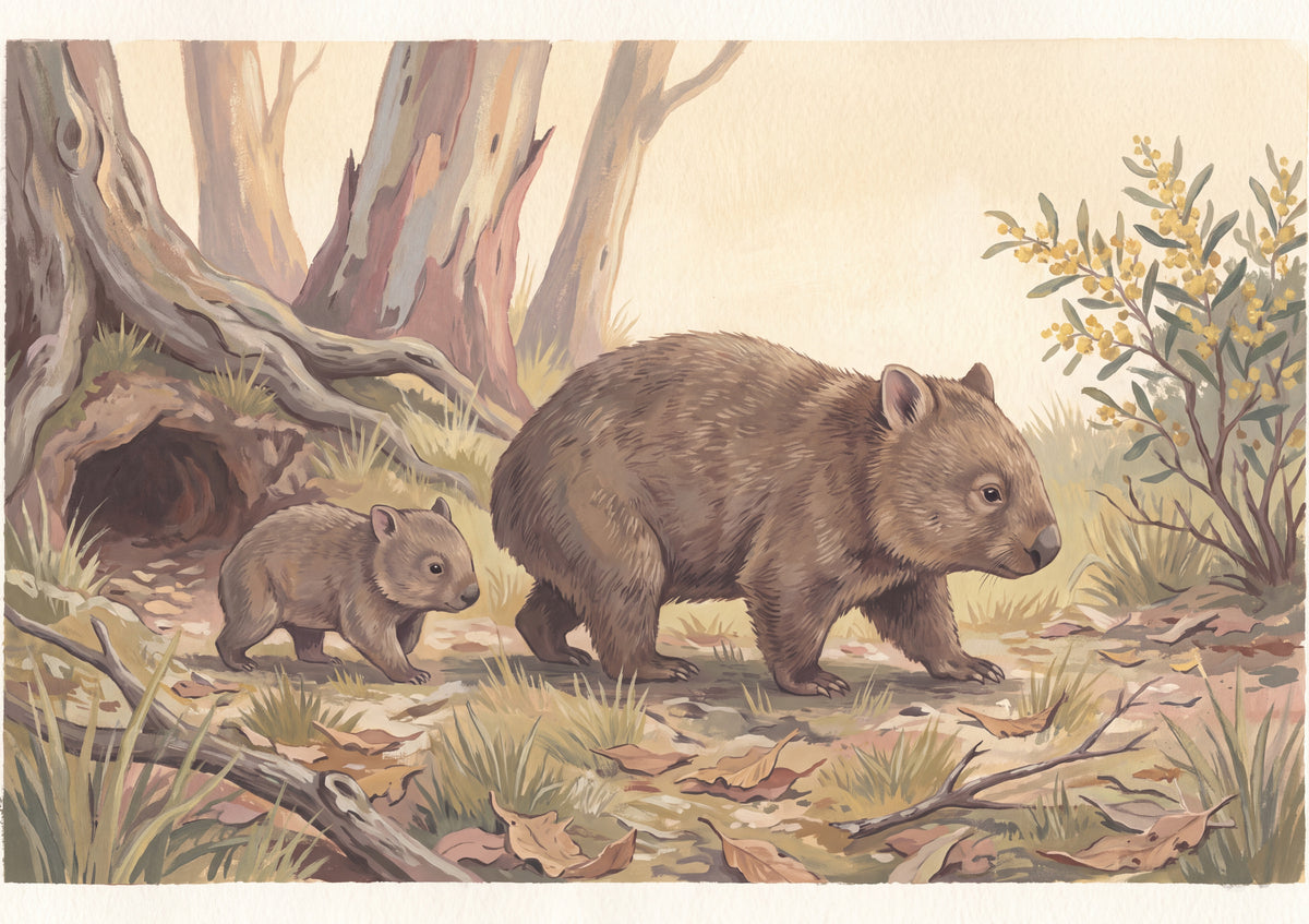 Wombat Mother and Joey jigsaw puzzle