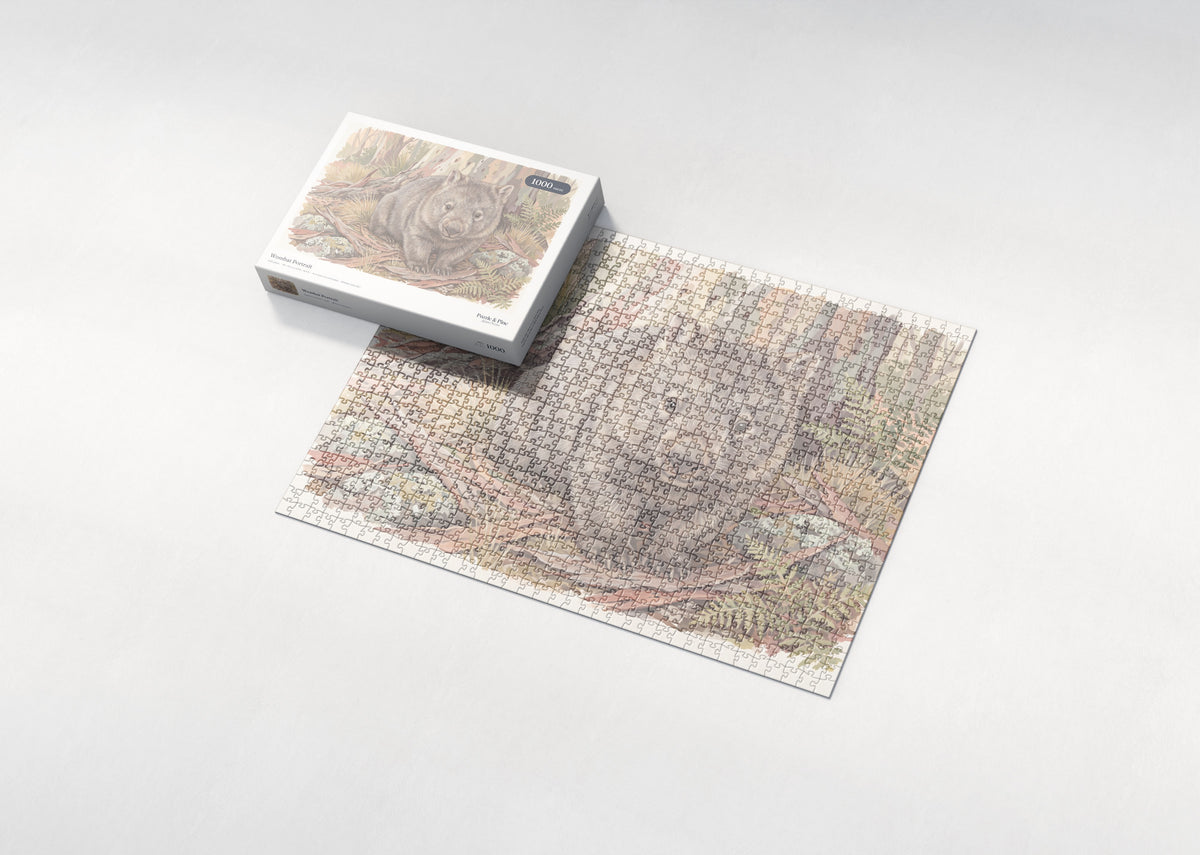 Wombat Portrait jigsaw puzzle - box and puzzle
