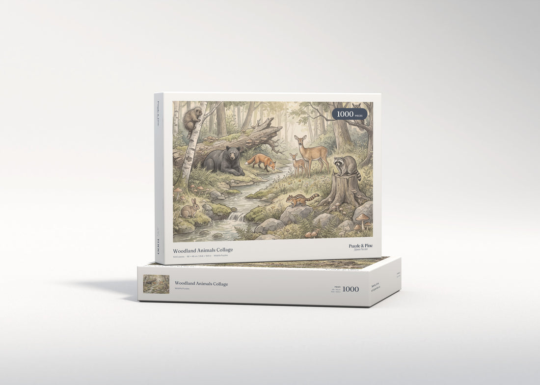 Woodland Animals Collage jigsaw puzzle - gift box