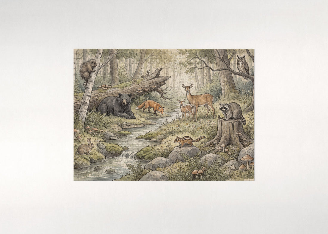 Woodland Animals Collage jigsaw puzzle - gift box