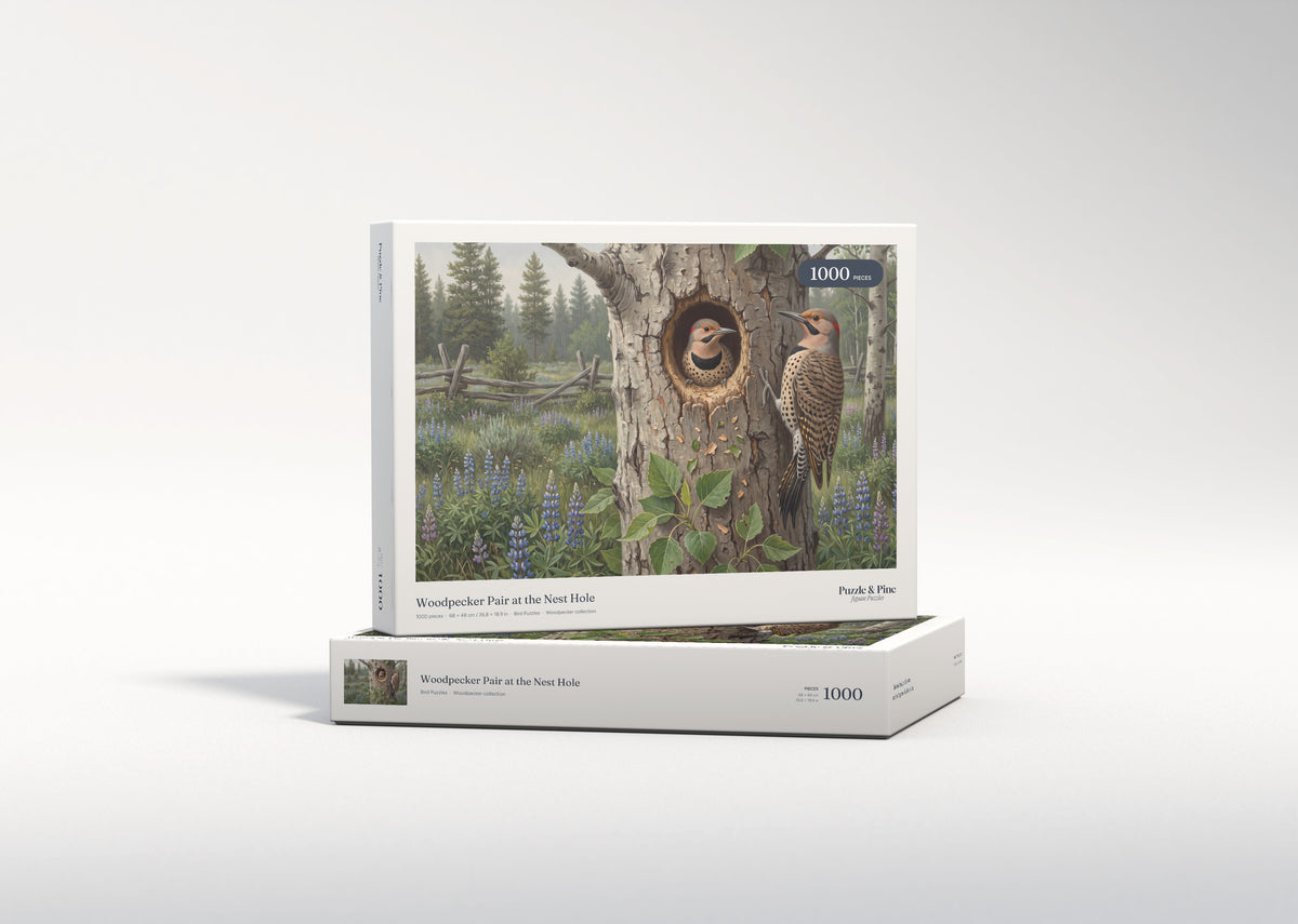 Woodpecker Pair at the Nest Hole jigsaw puzzle - gift box