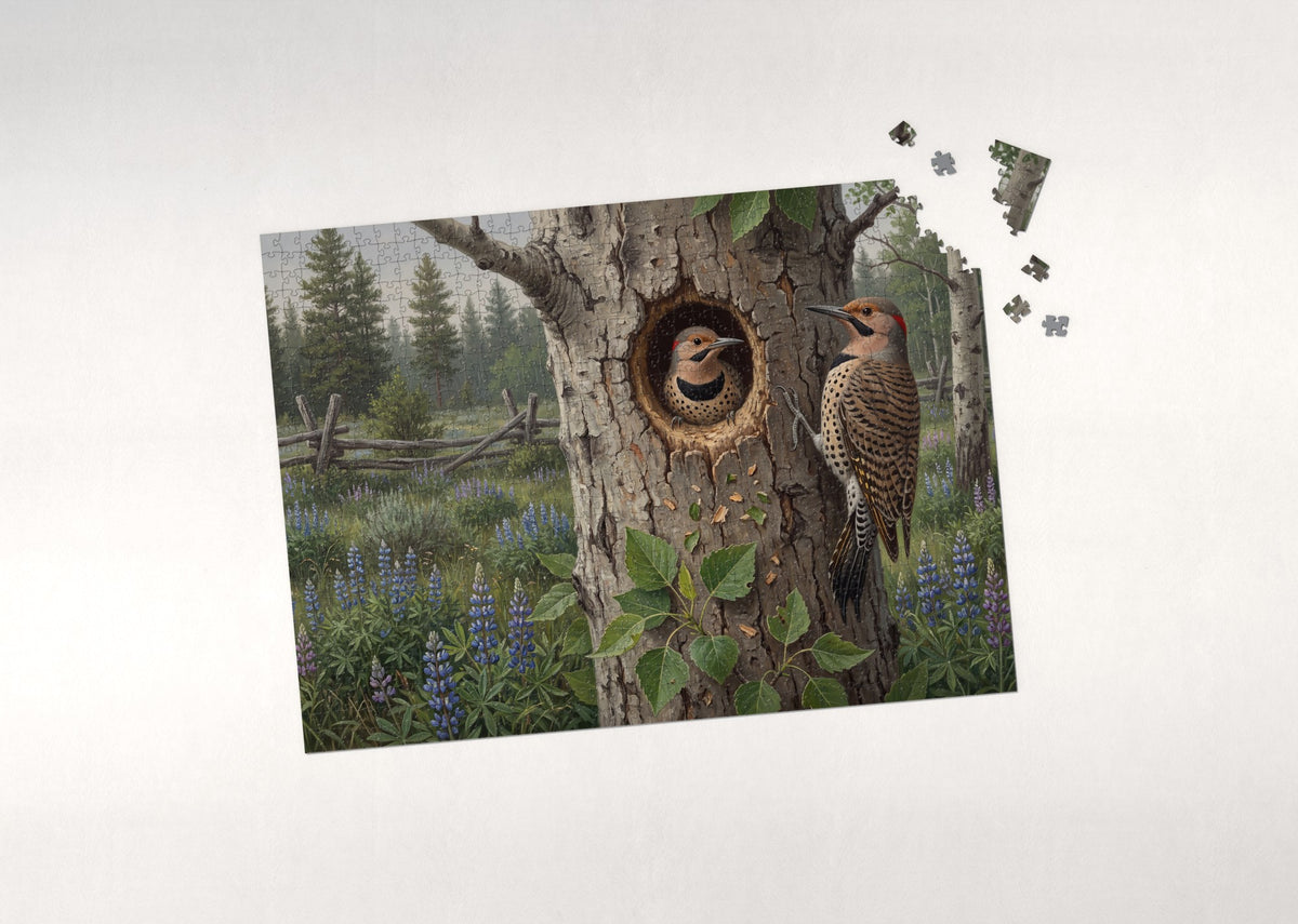 Woodpecker Pair at the Nest Hole jigsaw puzzle - puzzle with loose pieces