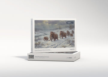 Woolly Mammoth Herd in the Snow jigsaw puzzle - gift box