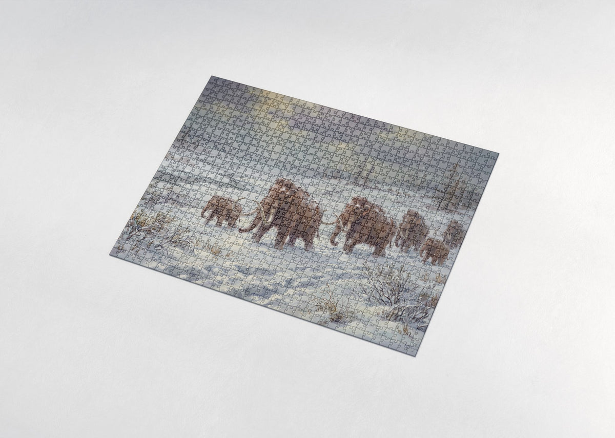 Woolly Mammoth Herd in the Snow jigsaw puzzle - assembled puzzle