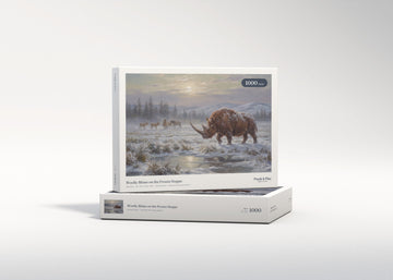 Woolly Rhino on the Frozen Steppe jigsaw puzzle - gift box