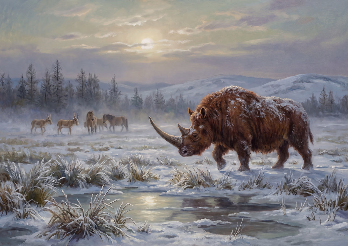 Woolly Rhino on the Frozen Steppe jigsaw puzzle