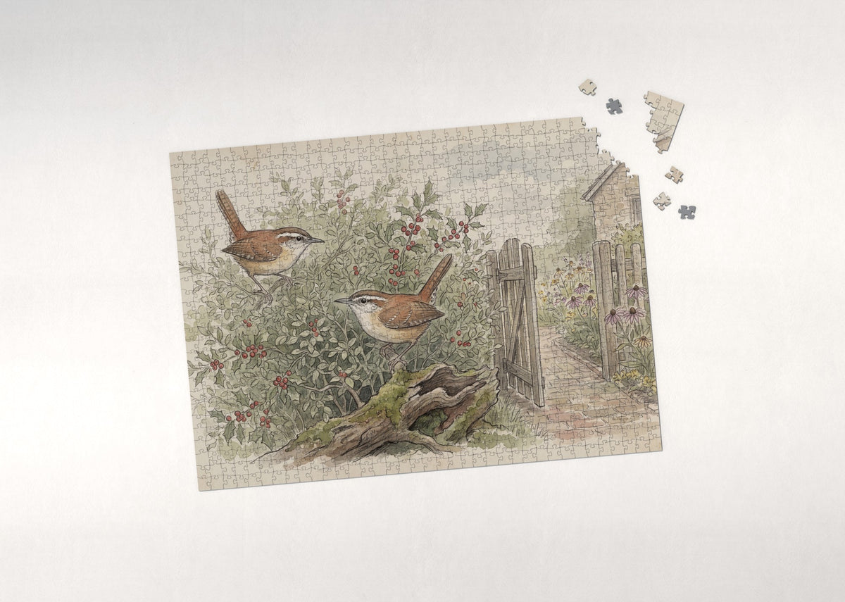 Wrens in the Garden Hedge jigsaw puzzle - puzzle with loose pieces