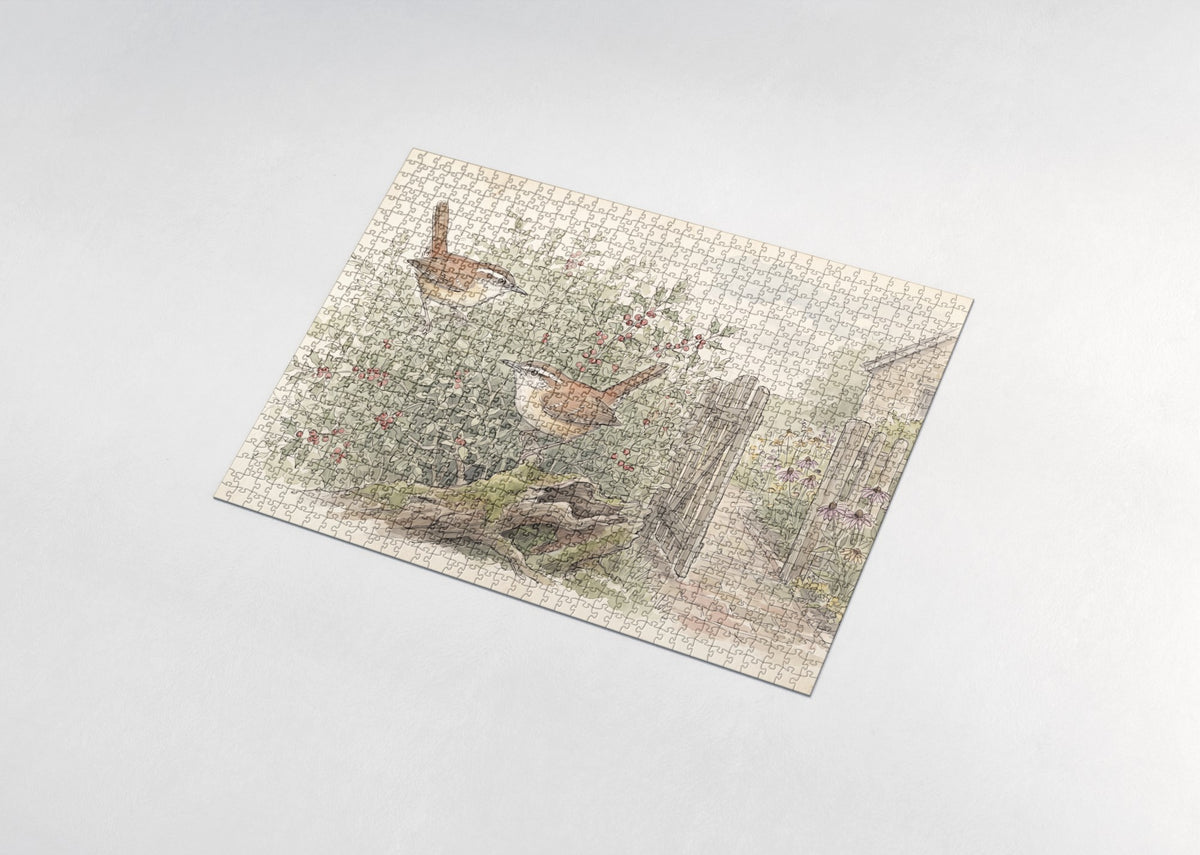 Wrens in the Garden Hedge jigsaw puzzle - assembled puzzle
