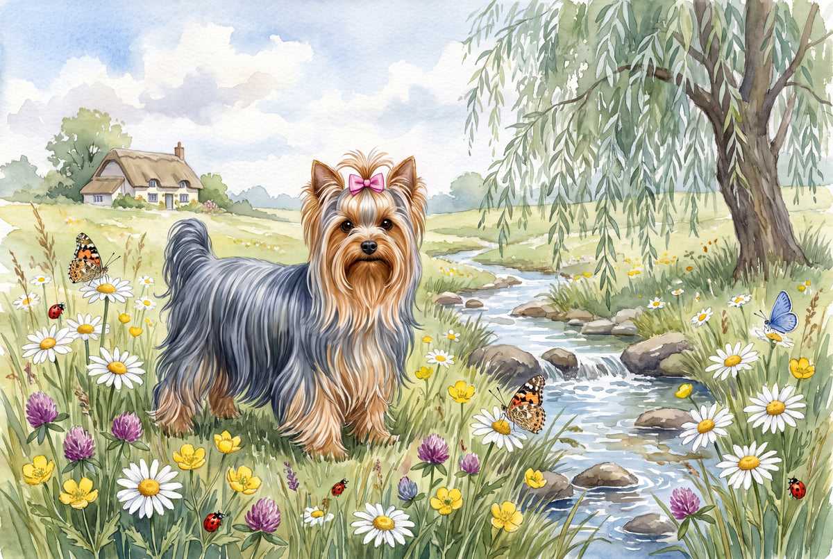 Yorkie in the Daisy Meadow jigsaw puzzle